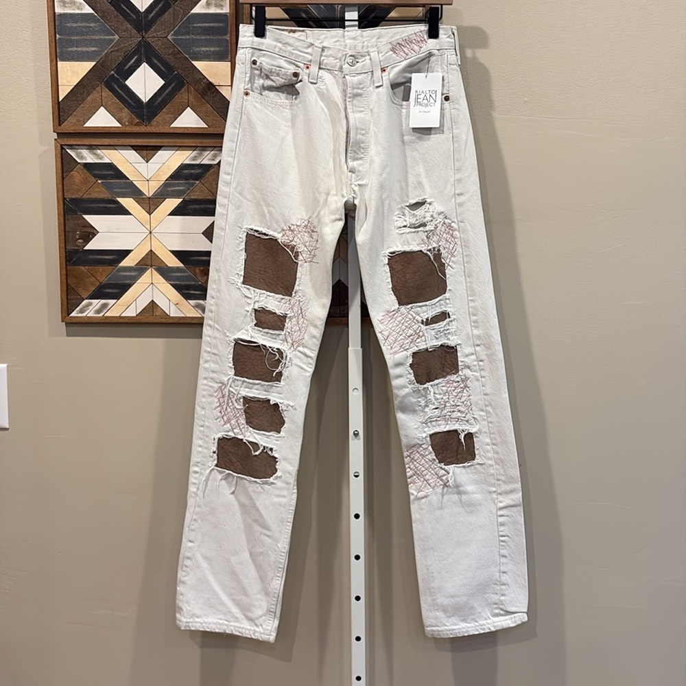 Free People Rialto The Bertie Jeans White Vintage Levi’s 501 Size 27 Nwt